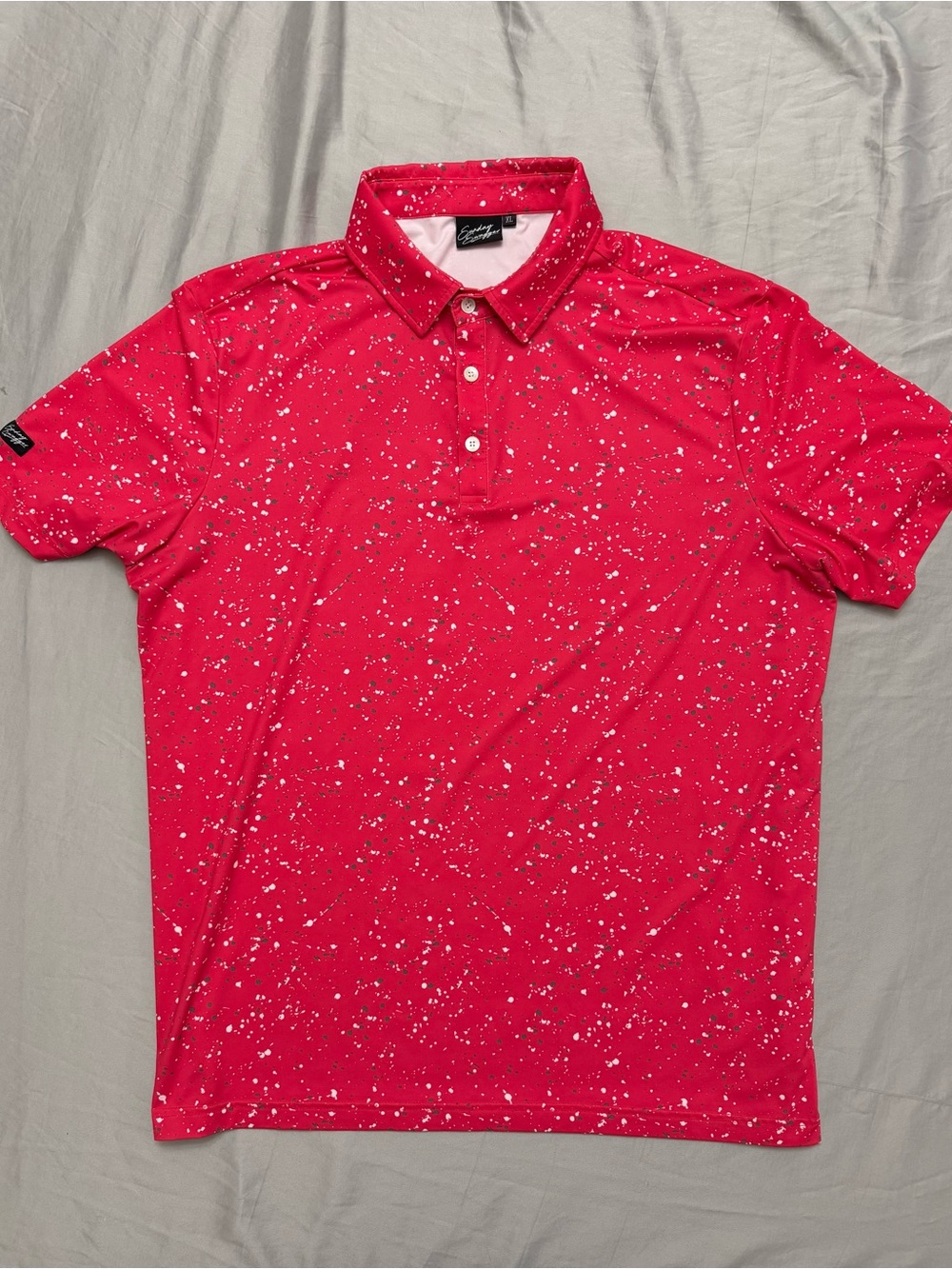 Men's Red Splatter-Print Golf Polo by Sunday Swagger